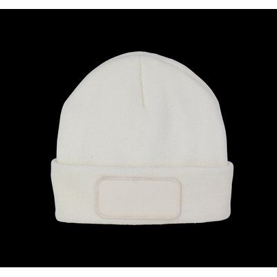 Gorro con forro polar y parche White