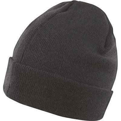 Gorro ligero cortavientos con polar y borde doblado Black