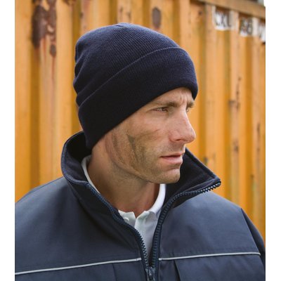 Gorro ligero cortavientos con polar y borde doblado