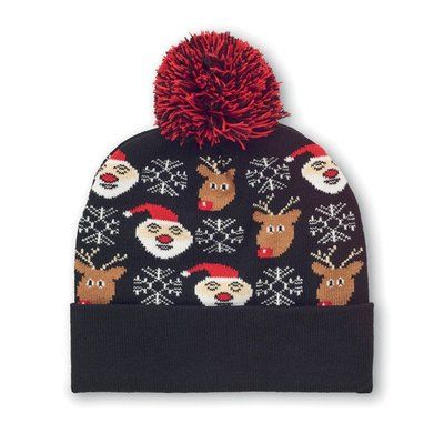 Gorro Navideño Elástico de Punto Negro