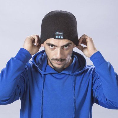 Gorro de poliéster con conexión bluetooth