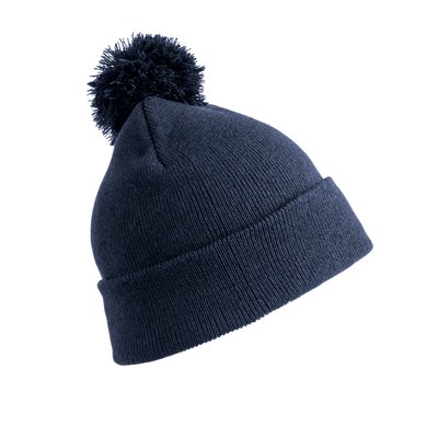 Gorro pompón con borde doblado Azul