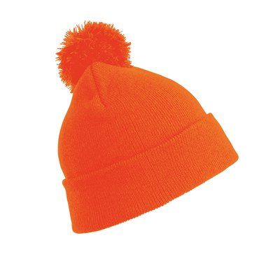 Gorro pompón con borde doblado Fluorescent Orange