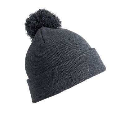 Gorro pompón con borde doblado Grey