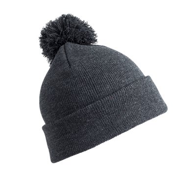 Gorro pompón con borde doblado Gris