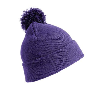 Gorro pompón con borde doblado Purple