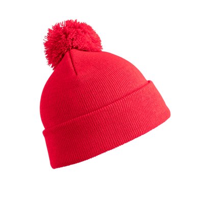 Gorro pompón con borde doblado Red