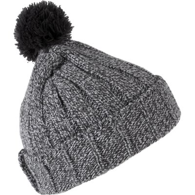 Gorro con pompón y dobladillo Gris