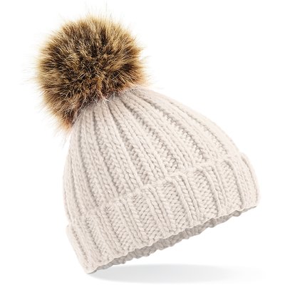 Gorro con Pompón Extraíble Beige