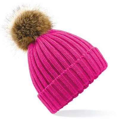 Gorro con Pompón Extraíble Fuchsia