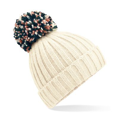 Gorro con Pompón Grande Off White