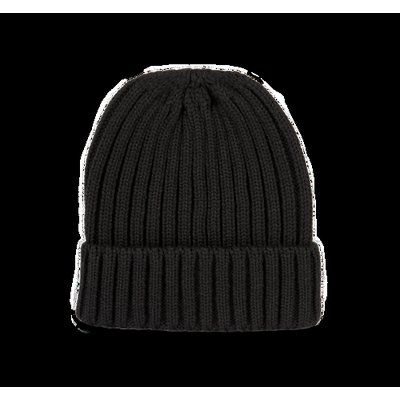 Gorro de punto canalé con dobladillo Black