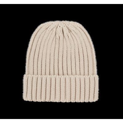 Gorro de punto canalé con dobladillo Light Sand