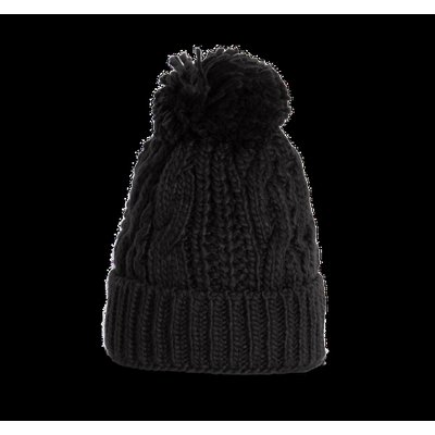 Gorro de punto y pompom Black