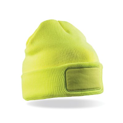 Gorro reciclado con parche de algodón Fluorescent Yellow