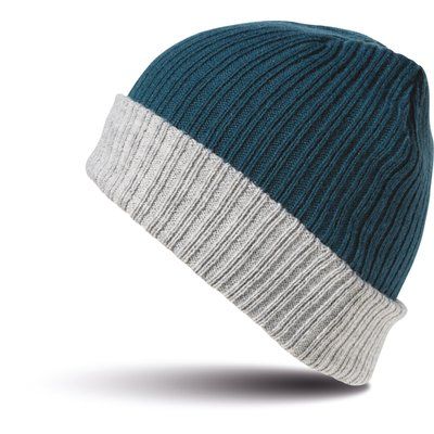 Gorro trenzado con dobladillo Teal / Grey