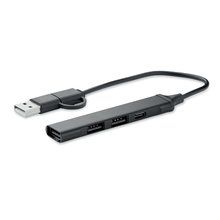 Hub USB 4 puertos 19 cm Negro