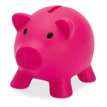 Hucha de cerdito en pvc con tapon Fucsia