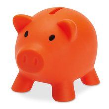 Hucha de cerdito en pvc con tapon Naranja