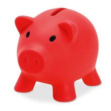 Hucha de cerdito en pvc con tapon Rojo