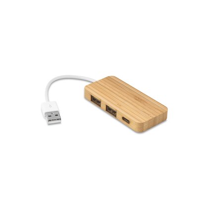 Hub Bamboo 2 USB-A y 1 USB-C Natural