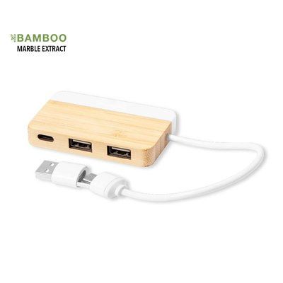 Hub USB 2.0 de Bambú y Mármol