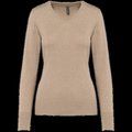 Jersey de punto cuello de pico para mujer Beige heather 3XL