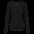 Jersey de punto cuello de pico para mujer Black XL