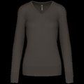 Jersey de punto cuello de pico para mujer DARK GREY L