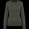 Jersey de punto cuello de pico para mujer Green Marble Heather L