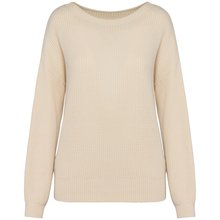 Jersey para chica de lana merina Beige / Blanco L