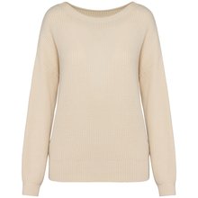 Jersey para chica de lana merina Beige / Blanco XS