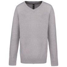 Jersey cuello de pico niños Grey Melange 6/8 ans