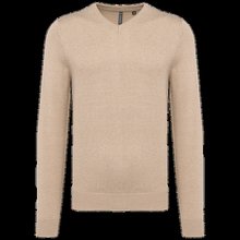 Jersey Punto cuello de pico hombre Beige heather S