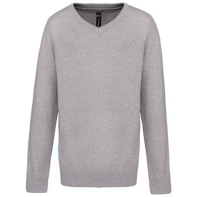 Jersey cuello de pico niños Grey Melange 6/8 ans