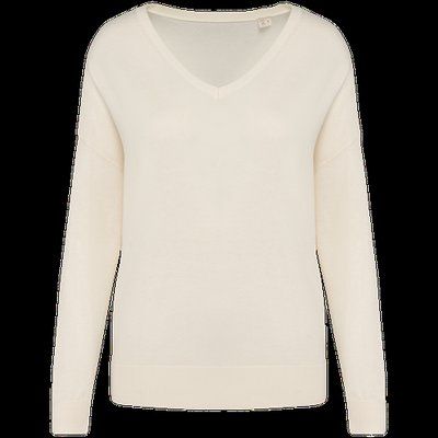 Jersey mujer cuello pico Ivory M