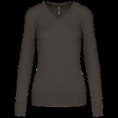 Jersey de punto cuello de pico para mujer DARK GREY L