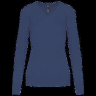 Jersey de punto cuello de pico para mujer Deep Blue M