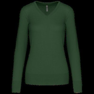 Jersey de punto cuello de pico para mujer Forest Green M