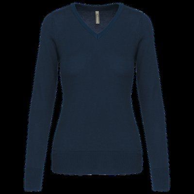 Jersey de punto cuello de pico para mujer Navy XS