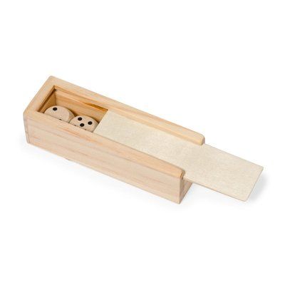 Juego de dados madera natural con estuche