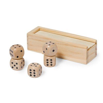 Juego de dados madera natural con estuche