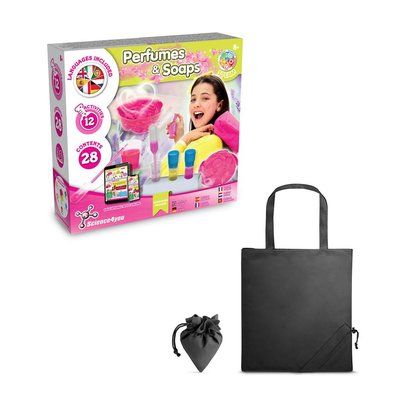 Kit educativo de perfumes y jabones con bolsa Negro