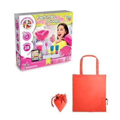 Kit educativo de perfumes y jabones con bolsa Rojo