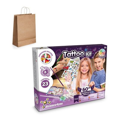 Kit educativo de tatuajes con bolsa kraft