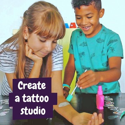 Kit educativo de tatuajes con bolsa kraft