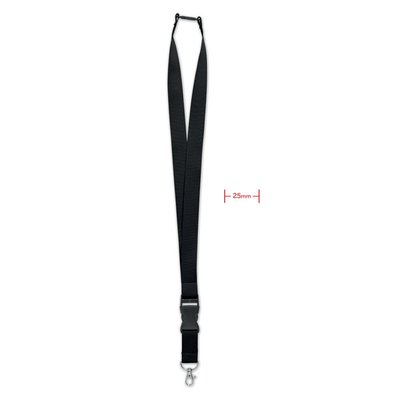 Lanyard 25mm Desmontable con Cierre Negro