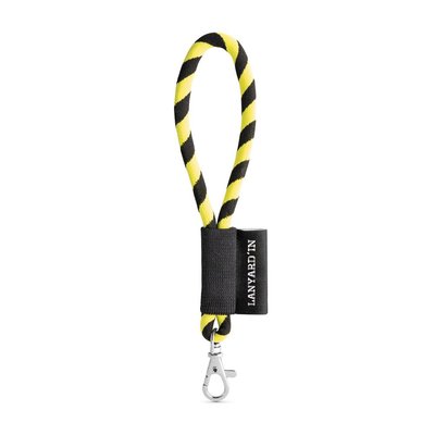 Lanyard corto con mosquetón banda elástica y etiqueta