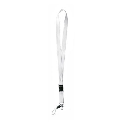 Lanyard Resistente Poliéster con Mosquetón Blanco