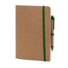 Libreta A5 Cartón 60 Hojas y Bolígrafo Verde